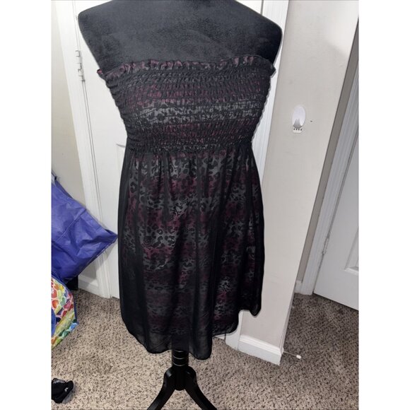 Pink & Black Y2K Leopard Print Reversible Tube Dress By Op Medium - Picture 6 of 6